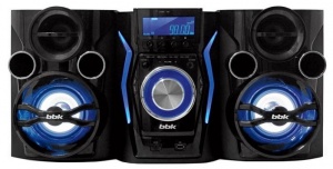 Музыкальный центр  BBK AMS110BT черный/темно-синий 120Вт/CD/CDRW/FM/USB/BT